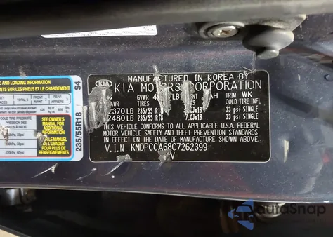 2012 Kia Sportage Sx z USA, uszkodzony, nr VIN KNDPCCA68C7262399